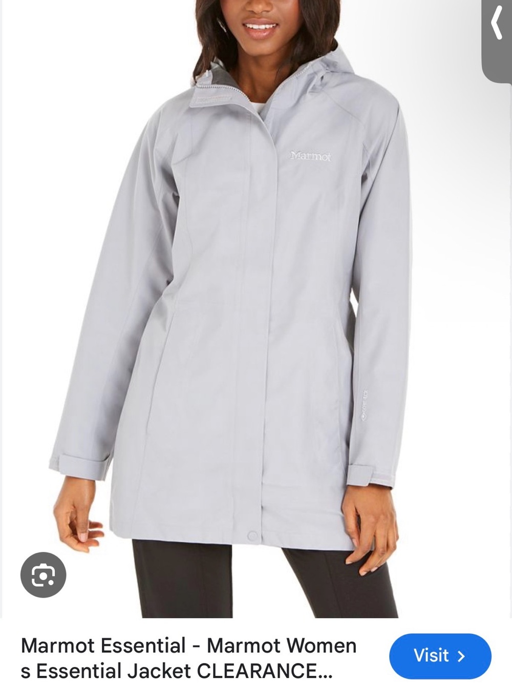 Marmot Women's Essential Long Rain Jacket — Light Gray